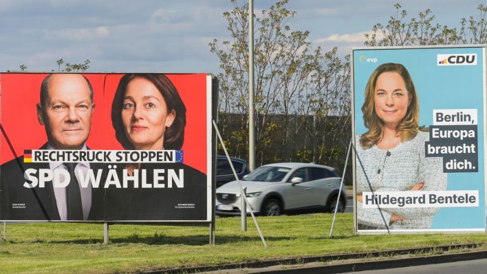 SPD, CDU Wahlplakate zur Europawahl 2024