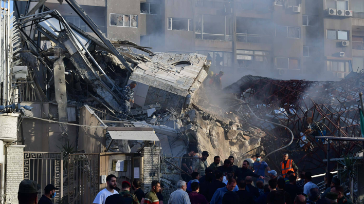 Damaskus: Das zerstörte Konsulargebäude der iranischen Botschaft © IMAGO / Xinhua