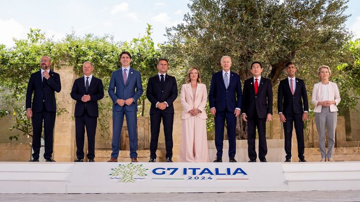 Die Staats- und Regierungschefs aus den sieben Industrienationen USA, Kanada, Großbritannien, Frankreich, Italien, Deutschland und Japan treffen sich unter der Gastgeberschaft von Italien in Borgo Egnazia bei Bari zu ihrem jährlichen G7 Gipfel © Michael Kappeler/dpa