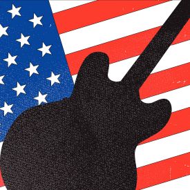 Silhouette einer Gitarre vor USA-Flagge © IMAGO / Panthermedia