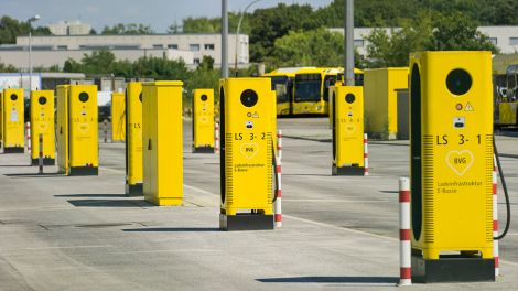 Eine Grüne Fahrradampel bei abendlichem Straßenverkehr in Potsdam