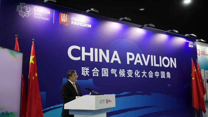 China Pavillion bei der Cop29 in Baku © IMAGO / Xinhua