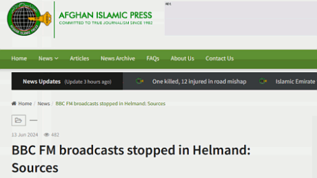 Afghan Islamic Press: BBC FM broadcasts stopped in Helmand