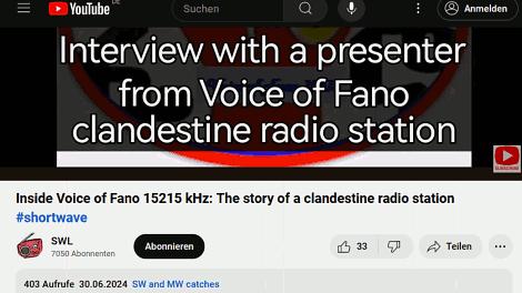 Youtube: Interview with a presenter from Voice of Fano clandestine radio station